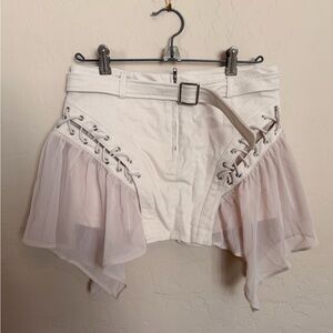 Y2K Lace Up Ruffle Mini Skirt Coquette